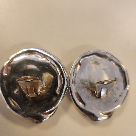 VTG Molten Sterling silver Brutlist Style clip-on earrings - Picture 3 of 7